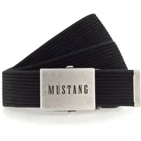 Mustang Stoffgürtel, Gewaschenes Rillenband, Klemmverschluss aus mattem Silber, 4