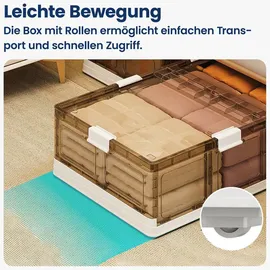 heikoeco Heikoeco® Unterbett Aufbewahrungsbox mit Rollen Kunststoff, faltbare Aufbewahrungsbox mit Deckel & 2 transparente Türen 64x42x15.5cm(42L)
