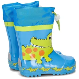 Playshoes Krokodil Gummistiefel Blau/Orange/Hellgrün 32,5