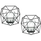 Relaxdays Teelichthalter 2er Set, schwarz