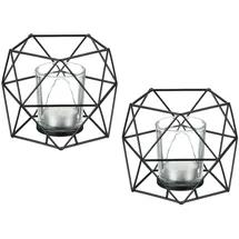 Relaxdays Teelichthalter 2er Set, schwarz