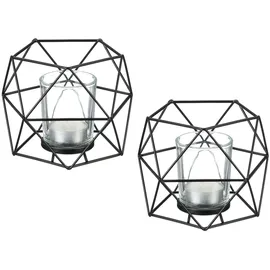 Relaxdays Teelichthalter 2er Set, schwarz