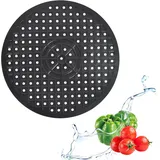 Schutzmatte für Spülbecken Rund, 30.6 cm,Spülbeckenmatte mit Abflussloch, rutschfeste Spülbecken Matte,Spülbeckenschutz Zusammenklappbar, Spülbeckeneinlage Eckig für Geschirr und Becken(Schwarz Rund)