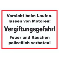 Vorsicht beim laufen lassen von Motoren Schild A5 (148x210mm)
