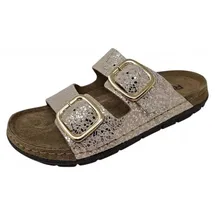 ROHDE Damen Pantolette Leder Schnalle Muster schimmernd Rodigo-D 5857, Größe:38 EU,