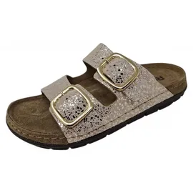 ROHDE Damen Pantolette Leder Schnalle Muster schimmernd Rodigo-D 5857, Größe:38 EU,