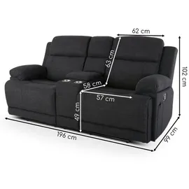 RABURG Kinosessel, 2er-Fernsehsessel, mit mechanischer Relaxfunktion, Webstoff, in Anthrazit, Raburg Snax,