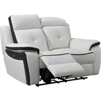 Vente-unique - Relaxsofa Leder elektrisch 2-Sitzer - Weiß & Anthrazit - angelique