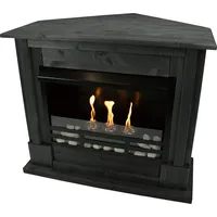 Gelkamin Ethanolkamin Kaminofen Eckkamin Apollo inkl. Zubehör Set + Sicherheitsglas - Schwarz - Schwarz
