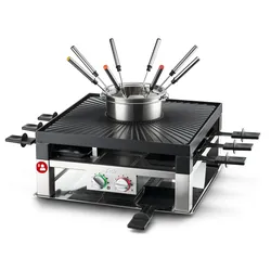 Solis Fondue und Raclette Grill 1200W 8 Personen Fonduetopf