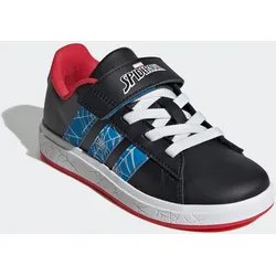 Klettschuh ADIDAS SPORTSWEAR "ADIDAS MARVEL SPIDER-MAN GRAND COURT E FÜR KINDER", Gr. 35, core schwarz, bright blau, pure ruby, Synthetik, sportlich, Schuhe