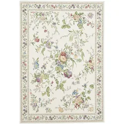 Teppich THEKO "Flomi Sagrini", beige (creme), B:120cm H:4mm L:170cm, Kunstfaser, Baumwolle, Teppiche, Flachgewebe, Pastell-Farben, Blumen Design