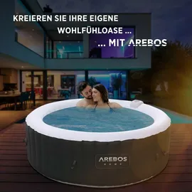 Arebos Whirlpool Ø208 cm x 68 cm Schwarz