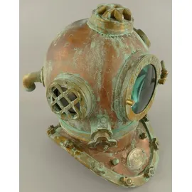 Casa Padrino Antik Stil Deko Taucherhelm Kupfer brüniert / Messing / Antik Grün 42 x 35 x H. 47 cm - Wohnzimmer Deko - Schreibtisch Deko - Luxus ... - Gold/Grün