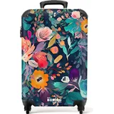 NoBoringSuitcases.com NoBoringSuitcases.com® Koffer Handgepäck Trolley Rollkoffer Kleine Reisekoffer mit 4 Rollen - Bunt - Blumen - Kunst - Natur - Hippie - Cabin Size... - Bunt