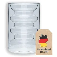 Intirilife Doppelwandiges Thermo Glas Rillen Style Kaffeeglas 0,19 l