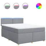 vidaXL Boxspringbett mit Matratze Hellgrau 160x200 cm Stoff