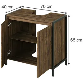 Vicco Waschbeckenunterschrank Naola 2 geschlossene Ablagefächer 70 x 65 x 40 cm Eiche/Schwarz