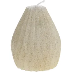 Chic Antique Stumpenkerze Diamant mit Glitzer, H9/Ø8 cm creme