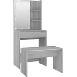 vidaXL Schminktisch-set mit Led Grau Sonoma Holzwerkstoff