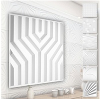 Hexim Wanddekoobjekt HD123 (PVC Kunststoff - weiße Wandverkleidung mit 3D Optik - Abstrakte Motive (3 qm 12 Platten) Hintergrund Decke Gaming)