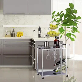 Relaxdays Servierwagen BARON silber 70,0 x 40,0 x 75,0 cm