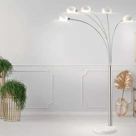 GLOBO Standlampe Stehleuchte dimmbar Glas Strahler Dimmer Stehlampe Wohnzimmer Modern, Marmorsockel, 5x E14, LxBxH 110 x 140 x 210 cm