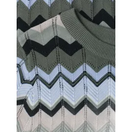 STREET ONE Kurzarm Pullover mit Zick-Zack-Muster Grün 34