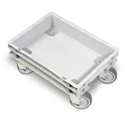 Rollkasten für 400x300mm Eurobehälter, graue Gummiräder, Trg 100 kg, grau