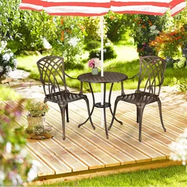 Relaxdays Gartenmöbel Set 3-tlg. Weiß/Bronze