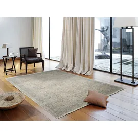 OCI DIE TEPPICHMARKE Teppich OCI DIE TEPPICHMARKE "GRAND FASHION 02", grau (grau, blau), B:240cm H:5mm L:340cm, Polyester, Teppiche, Teppich, Vintage Optik, feine Fransen, Wohnzimmer