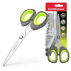 Titanium Schere 17,5cm extra scharf mit erweitertem Schneidwinkel Titanbeschichtung Bastelschere Antihaft-Eigenschaften Universalschere Allzweckschere