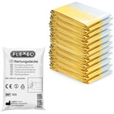 FLEXEO 10x Rettungsdecke Gold Silber - 210cm x 160cm - Rettungsfolie - Notfall - Erste-Hilfe-Decke - Notfalldecke - Rettungsdecken - Emergency Blanket - Goldfolie - Silberfolie