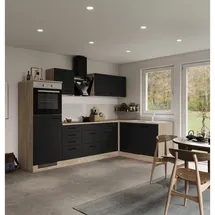 Flex-Well Winkelküche L-Form Capri 280 cm schwarz matt