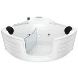 AcquaVapore Whirlpool-Badewanne Whirlpool Badewanne Wanne W70-TH 150x150cm mit Tür, (1-tlg), mit Ablaufgarnitur weiß