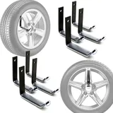Wiltec Reifenhalter Wandmontage für 8 Reifen – 106 x 20 x 102 mm – aus Stahl – max. Traglasst 25 kg je Halter – Zubehör für Reifen Reifenregal Felgenbaum