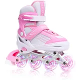 MGYZM Inliner für Kinder, größenverstellbare Inline Skates für Kinder, Erwachsene Mädchen und Jungen Inline Skates, Rollschuhe für drinnen und draußen, Sakura Rosa (Medium)