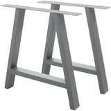 ECD Germany 2x Tischbeine A-Form A-Design 70 x 72 cm Grau Stahl Industriedesign