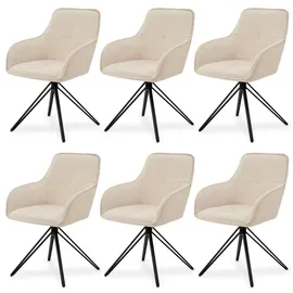 Juskys Drehstuhl Clyde Samt Beige 6 Stk.