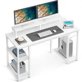 ODK Weißer ODK Schreibtisch mit Regal und Monitorständer 120x50cm