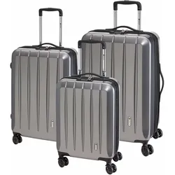 Trolleyset CHECK.IN "London 2.0", silber (carbon silber), Koffer-Sets, Kofferset, Gepäckset, klein mittel groß, Handgepäck, Aufgabegepäck
