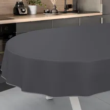 ANRO Wachstuch-Tischdecke abwaschbar Oval 240 x 140 cm Schwarz