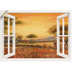 Artland Wandfolie »Afrikanische Steppe Löwen, weiß«, Fensterblick, (1 St.), selbstklebend Artland Farbe Bild(er): weiß
