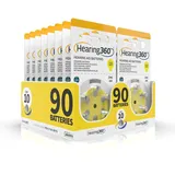 Hearing360 Hörgerätebatterien PR70 Größe 10, Quecksilberfreie Batterien extra langlebig und zuverlässig (15 Blister, 90 Batterien)