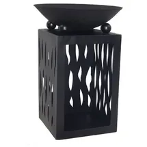 Lex Feuerschale auf Säule mit Holzfach