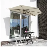 Sekey Balkonschirm 270 cm Sonnenschirm Halbrund Terrassenschirm mit Kurbel, UV50+ Schutz, Halbrundschirm für Balkon, Garten, Hof, Restaurant, Café, Biergarten