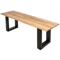 Loreno® Sitzbank Baumkante 160 cm Eichenholz massiv schwarz Enrico