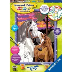 Ravensburger  CreArt 28568 - Pferde im Sonnenuntergang - Malen nach Zahlen Pferd...