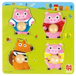 Goula Puzzle Goula 59452 3 kleine Schweinchen 4 Teile Puzzle, 4 Puzzleteile, Made in Europe bunt