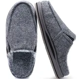 ONCAI Hausschuhe Herren Filz Komfort mitPlüsch Pantoffeln Orthopädische Arch Support Wärme Flauschig Slippers mit Memory Foam Indoor Outdoor Rutschfest Gummisohle Plüsch Grau Größe 47 - 47 EU